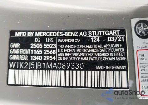 2021 Mercedes-Benz Cls 450 z USA, uszkodzony, nr VIN W1K2J5JB1MA089330